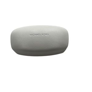 Michael Kors White Leather Hard Clam Shell Dome Sunglasses Case With Silver Logo